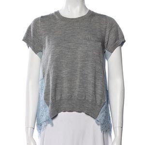 sacai lace crew neck sweater